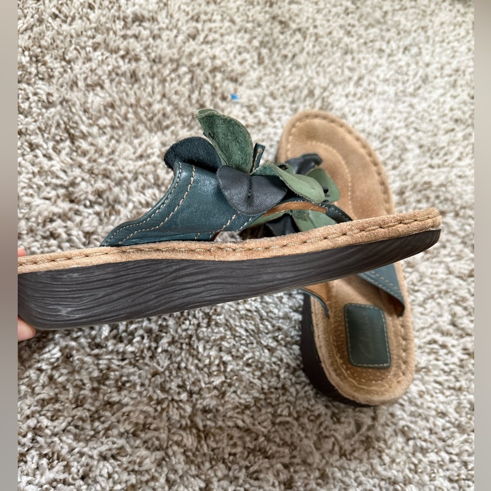 Clarks Artisan Tan and Green Floral Sandals - Picture 2 of 2